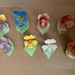 Vintage Colorful Porcelain Flower Place Cards